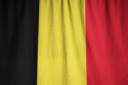 Closeup of Ruffled Belgium Flag, Belgium Flag Blowing in Windの写真素材