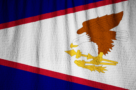 Closeup of Ruffled American Samoa Flag, American Samoa Flag Blowing in Windの写真素材