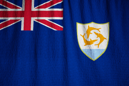 Closeup of Ruffled Anguilla Flag, Anguilla Flag Blowing in Windの写真素材