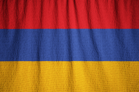 Closeup of Ruffled Armenia Flag, Armenia Flag Blowing in Windの写真素材