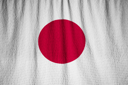 Closeup of Ruffled Japan Flag, Japan Flag Blowing in Windの写真素材