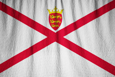 Closeup of Ruffled Jersey Flag, Jersey Flag Blowing in Windの写真素材