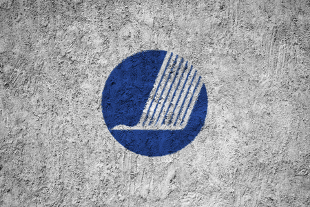 Painted flag of Nordic Council on a concrete wallの写真素材