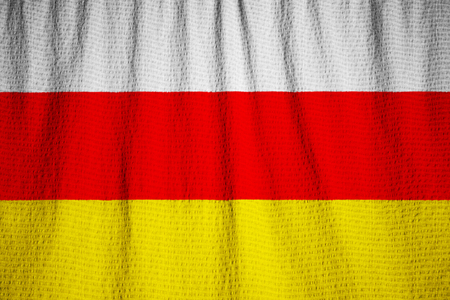 Closeup of Ruffled South Ossetia Flag, South Ossetia Flag Blowing in Windの写真素材