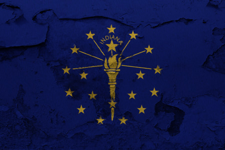 Painted national flag of Indiana on a concrete wallの写真素材