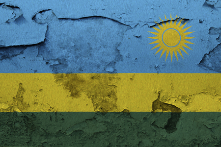 Painted national flag of Rwanda on a concrete wallの写真素材