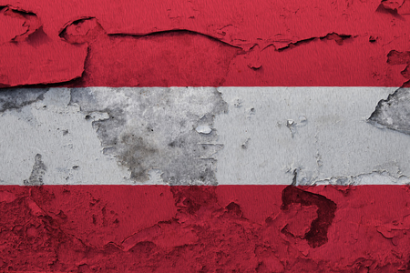 Painted national flag of Austria on a concrete wallの写真素材