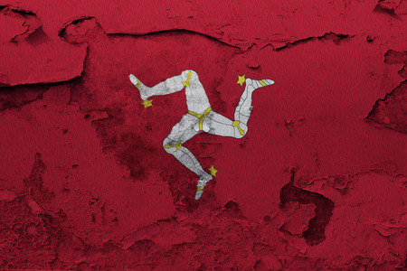Painted national flag of Isle of Mann on a concrete wallの写真素材