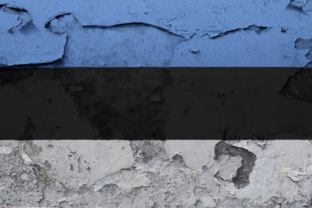 Painted national flag of Estonia on a concrete wallの写真素材