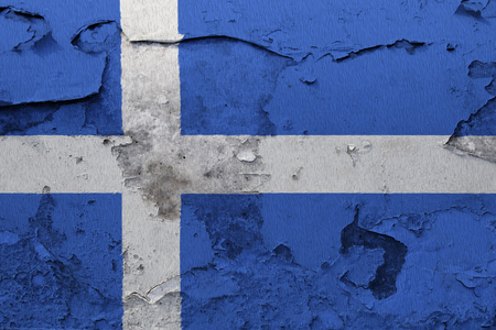Painted national flag of Shetland on a concrete wallの写真素材