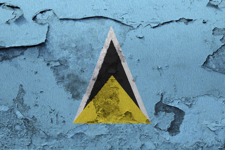 Painted national flag of Saint Lucia on a concrete wallの写真素材