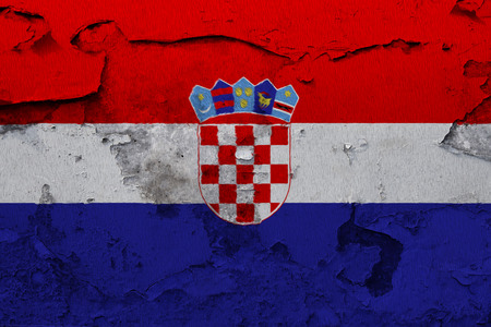 Painted national flag of Croatia on a concrete wallの写真素材