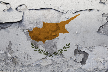 Painted national flag of Cyprus on a concrete wallの写真素材