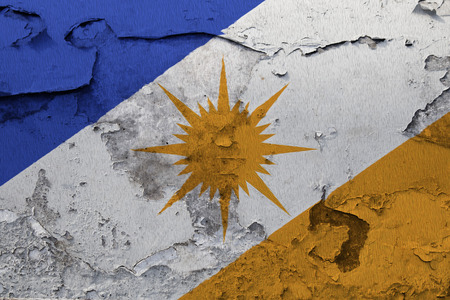 Painted national flag of Bandeira do Tocantins on a concrete wallの写真素材