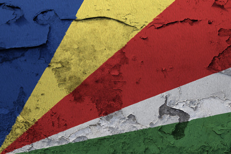 Painted national flag of Seychelles on a concrete wallの写真素材