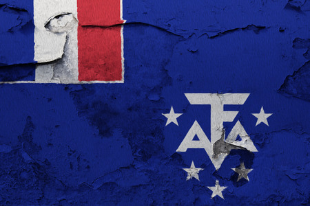 Painted national flag of French Southern and Antarctic Lands on a concrete wallの写真素材