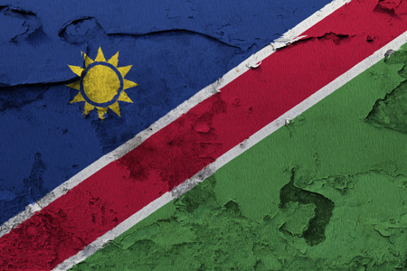 Painted national flag of Namibia on a concrete wallの写真素材
