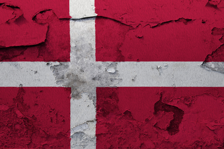 Painted national flag of Denmark on a concrete wallの写真素材