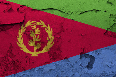 Painted national flag of Eritrea on a concrete wallの写真素材