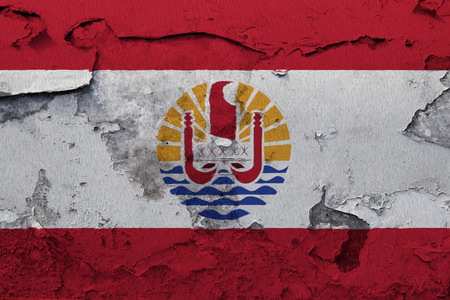 Painted national flag of French Polynesia on a concrete wallの写真素材