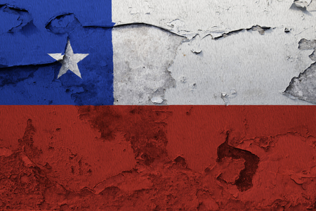 Painted national flag of Chile on a concrete wallの写真素材