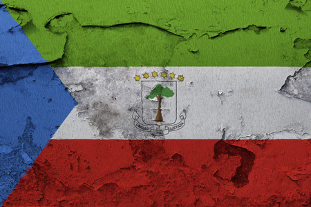 Painted national flag of Equatorial Guinea on a concrete wallの写真素材