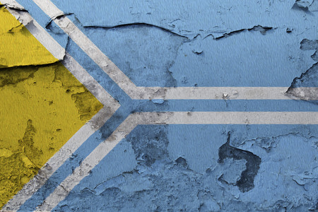 Painted national flag of Tuva on a concrete wallの写真素材