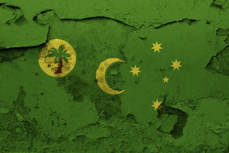 Painted national flag of Cocos Islands on a concrete wallの写真素材