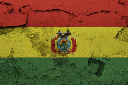 Painted national flag of Bolivia on a concrete wallの写真素材