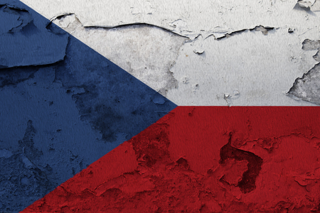 Painted national flag of Czech Republic on a concrete wallの写真素材