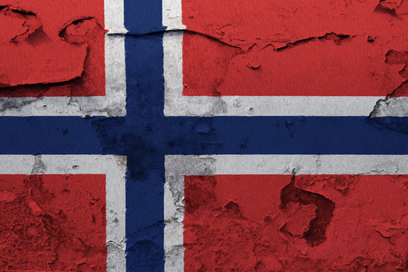 Painted national flag of Norway on a concrete wallの写真素材
