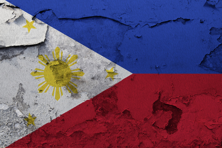 Painted national flag of Philippines on a concrete wallの写真素材