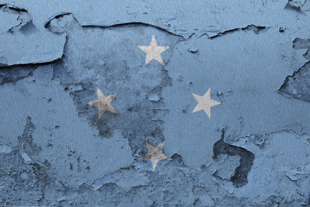 Painted national flag of Micronesia on a concrete wallの写真素材