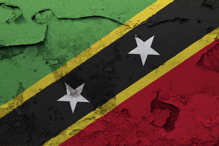 Painted national flag of Saint Kitts and Nevis on a concrete wallの写真素材