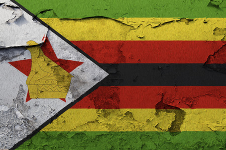 Painted national flag of Zimbabwe on a concrete wallの写真素材