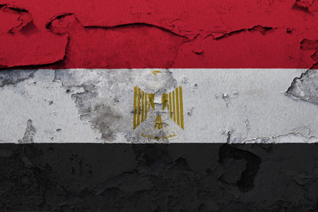 Painted national flag of Egypt on a concrete wallの写真素材