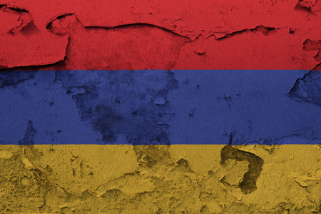 Painted national flag of Armenia on a concrete wallの写真素材