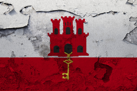 Painted national flag of Gibraltar on a concrete wallの写真素材