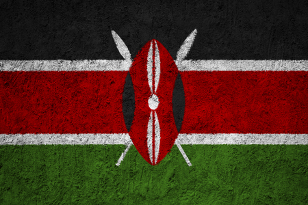 Kenya flag on the grunge concrete wallの写真素材