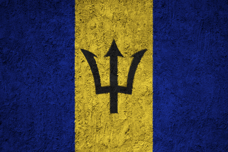 Barbados flag on the grunge concrete wallの写真素材