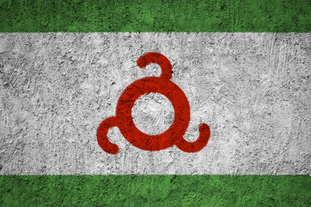 Ingushetia flag on the grunge concrete wallの写真素材