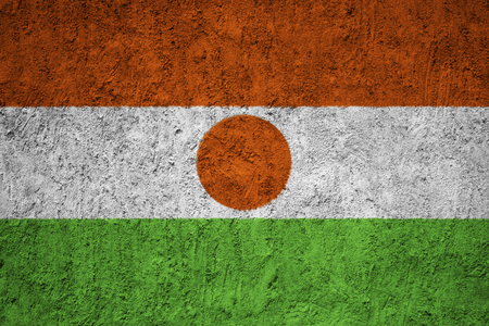 Niger flag on the grunge concrete wallの写真素材