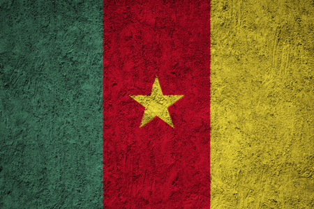 Cameroon flag on the grunge concrete wallの写真素材