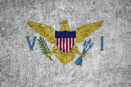 United States Virgin Islands flag on the grunge concrete wallの写真素材