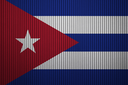 Painted national flag of Cuba on a concrete wallの写真素材