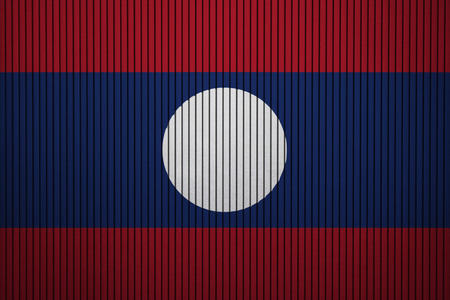 Painted national flag of Laos on a concrete wallの写真素材