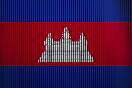 Painted national flag of Cambodia on a concrete wallの写真素材