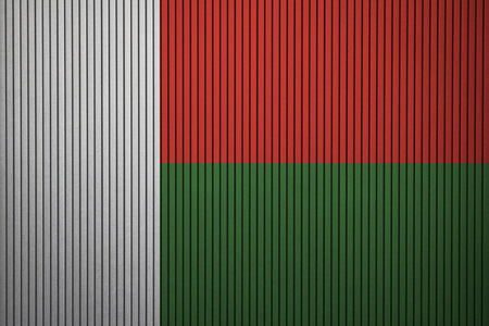 Painted national flag of Madagascar on a concrete wallの写真素材