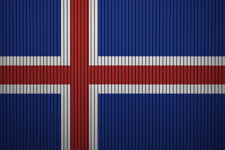 Painted national flag of Iceland on a concrete wallの写真素材