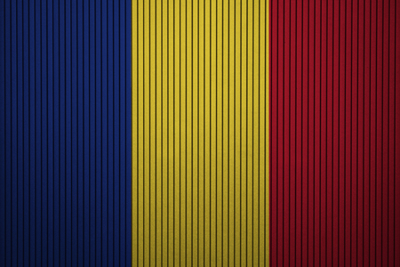 Painted national flag of Romania on a concrete wallの写真素材